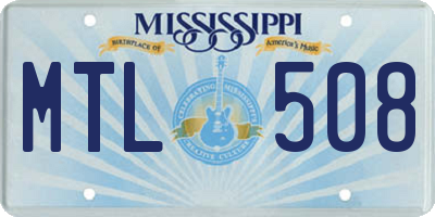MS license plate MTL508