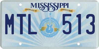 MS license plate MTL513