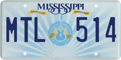 MS license plate MTL514