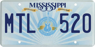 MS license plate MTL520