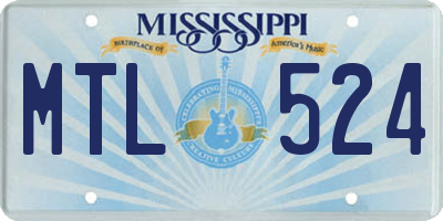 MS license plate MTL524