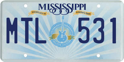 MS license plate MTL531