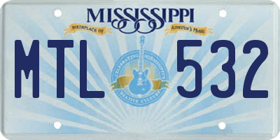 MS license plate MTL532