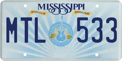 MS license plate MTL533