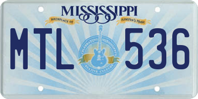 MS license plate MTL536