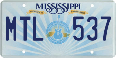 MS license plate MTL537