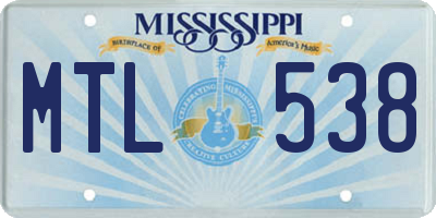 MS license plate MTL538