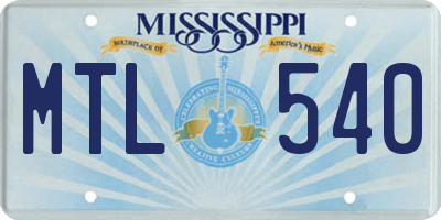 MS license plate MTL540