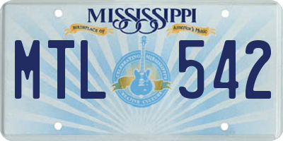 MS license plate MTL542