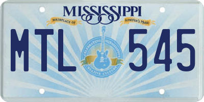 MS license plate MTL545