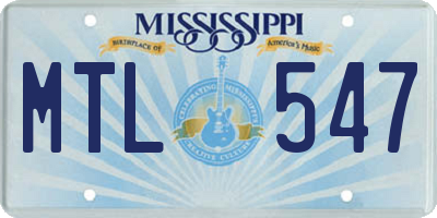 MS license plate MTL547