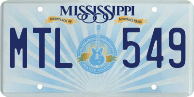 MS license plate MTL549