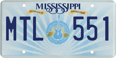 MS license plate MTL551