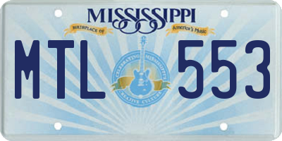 MS license plate MTL553