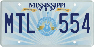 MS license plate MTL554