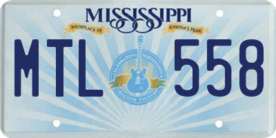 MS license plate MTL558