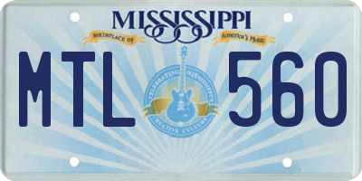 MS license plate MTL560