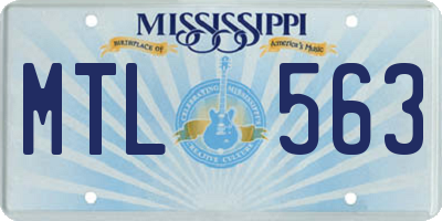 MS license plate MTL563