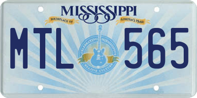 MS license plate MTL565