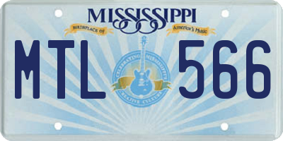 MS license plate MTL566