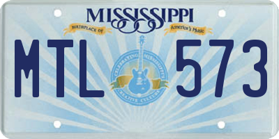 MS license plate MTL573
