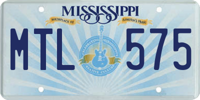 MS license plate MTL575