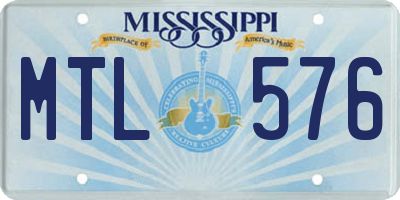 MS license plate MTL576