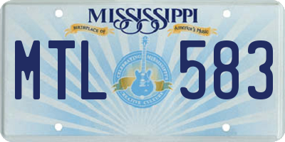 MS license plate MTL583