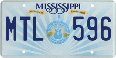 MS license plate MTL596