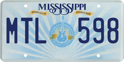 MS license plate MTL598