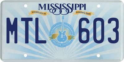 MS license plate MTL603