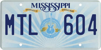 MS license plate MTL604