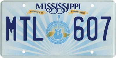 MS license plate MTL607