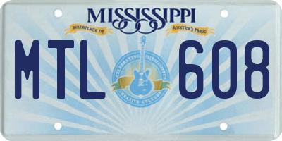 MS license plate MTL608