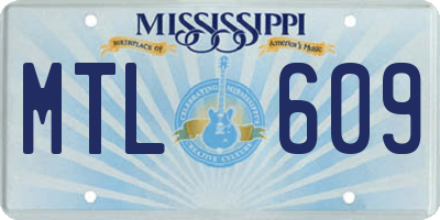 MS license plate MTL609