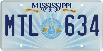 MS license plate MTL634