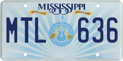 MS license plate MTL636