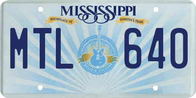 MS license plate MTL640