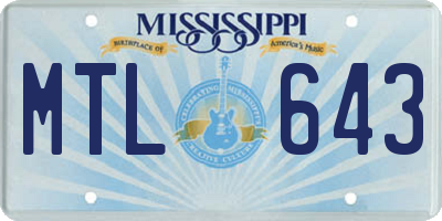 MS license plate MTL643