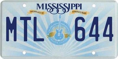 MS license plate MTL644