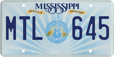 MS license plate MTL645