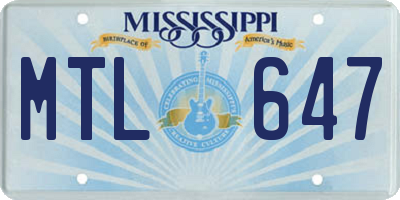 MS license plate MTL647