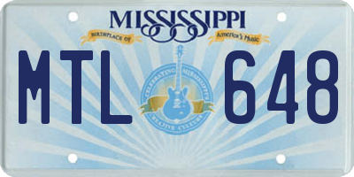MS license plate MTL648