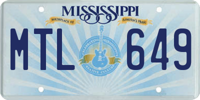 MS license plate MTL649