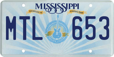 MS license plate MTL653