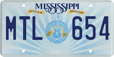 MS license plate MTL654