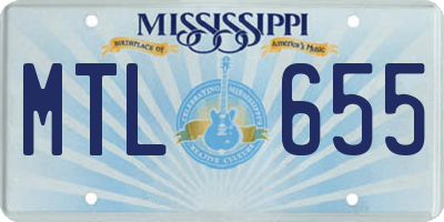 MS license plate MTL655