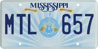 MS license plate MTL657