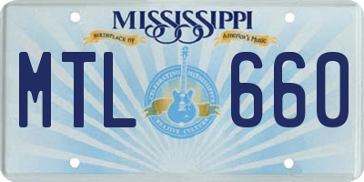 MS license plate MTL660