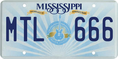 MS license plate MTL666